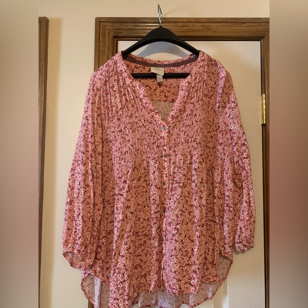 Knox Rose blouse, pink floral print